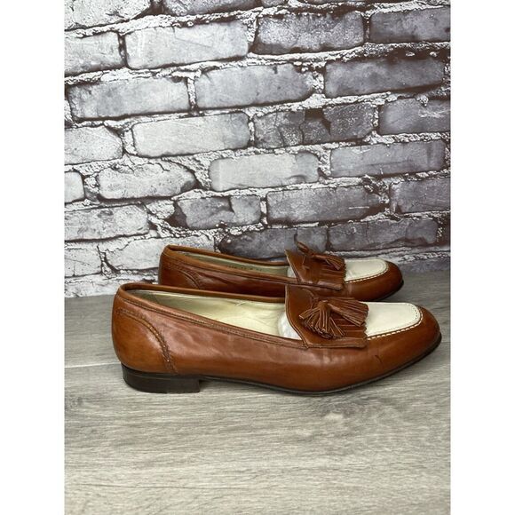 Cole Haan Bragano Brown Ivory Tassel Dress Loafers Men Sz 11M US/44EU - Picture 2 of 16